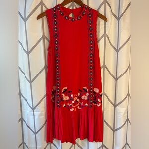 Xhilaration Red Floral Embroidered Midi Dress